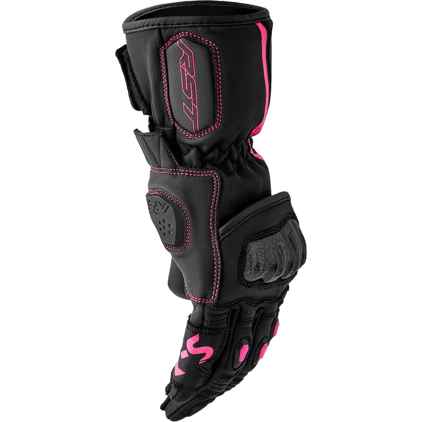 RST Moto S1 D3O Ladies Leather Gloves - Black/Pink_1839254