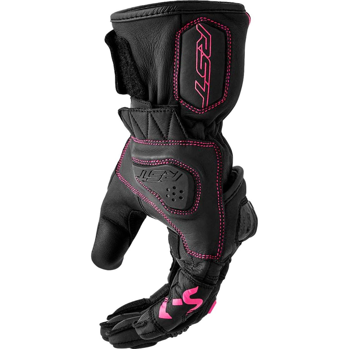 RST Moto S1 D3O Ladies Leather Gloves - Black/Pink_1839527
