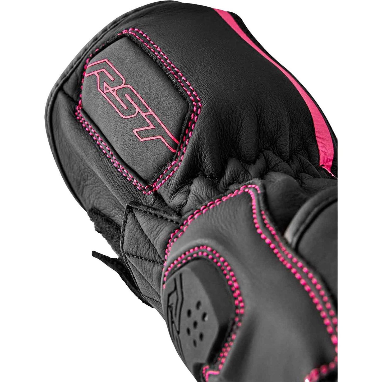 RST Moto S1 D3O Ladies Leather Gloves - Black/Pink_1837530