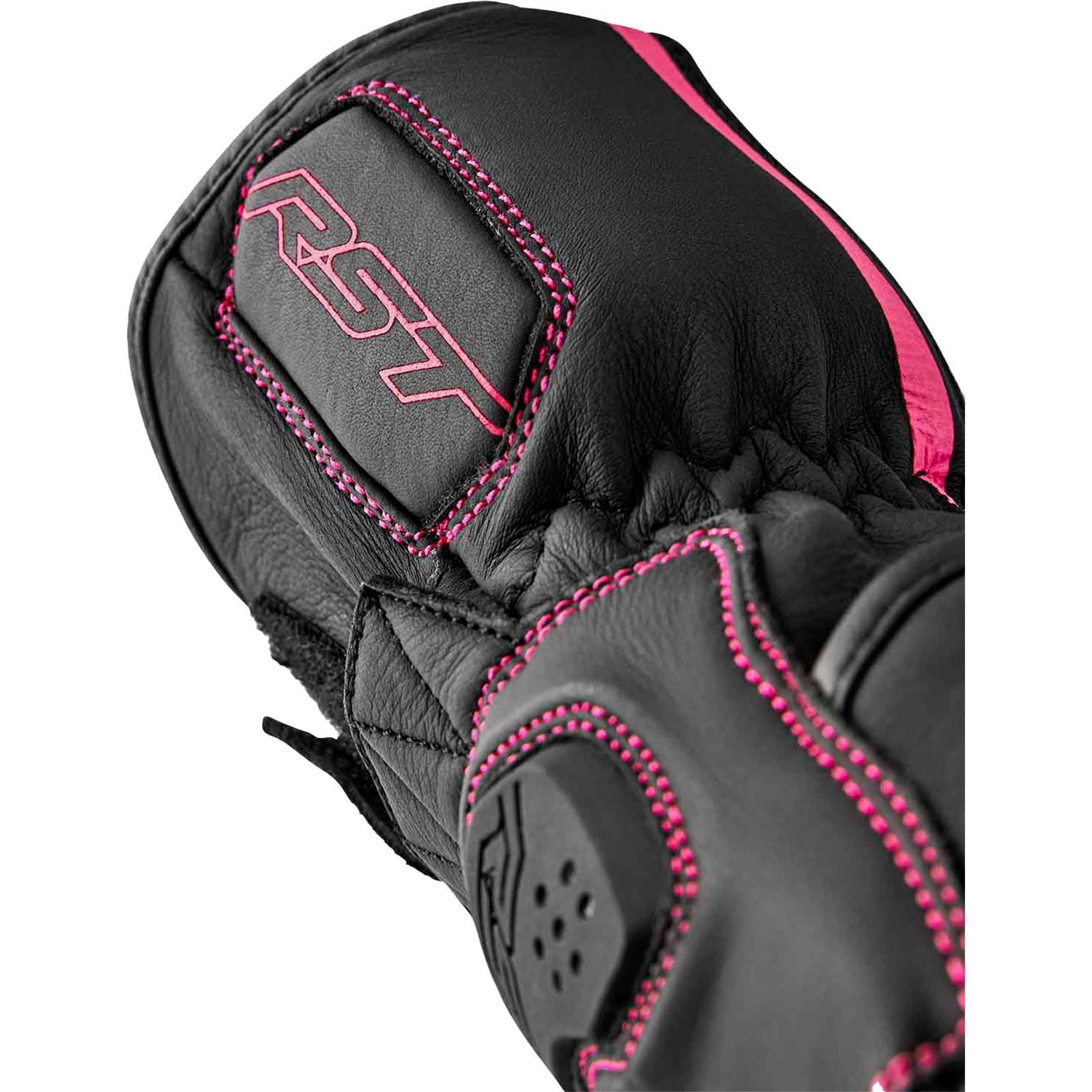 RST Moto S1 D3O Ladies Leather Gloves - Black/Pink_1837530