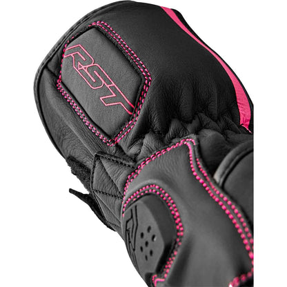 RST Moto S1 D3O Ladies Leather Gloves - Black/Pink_1837530
