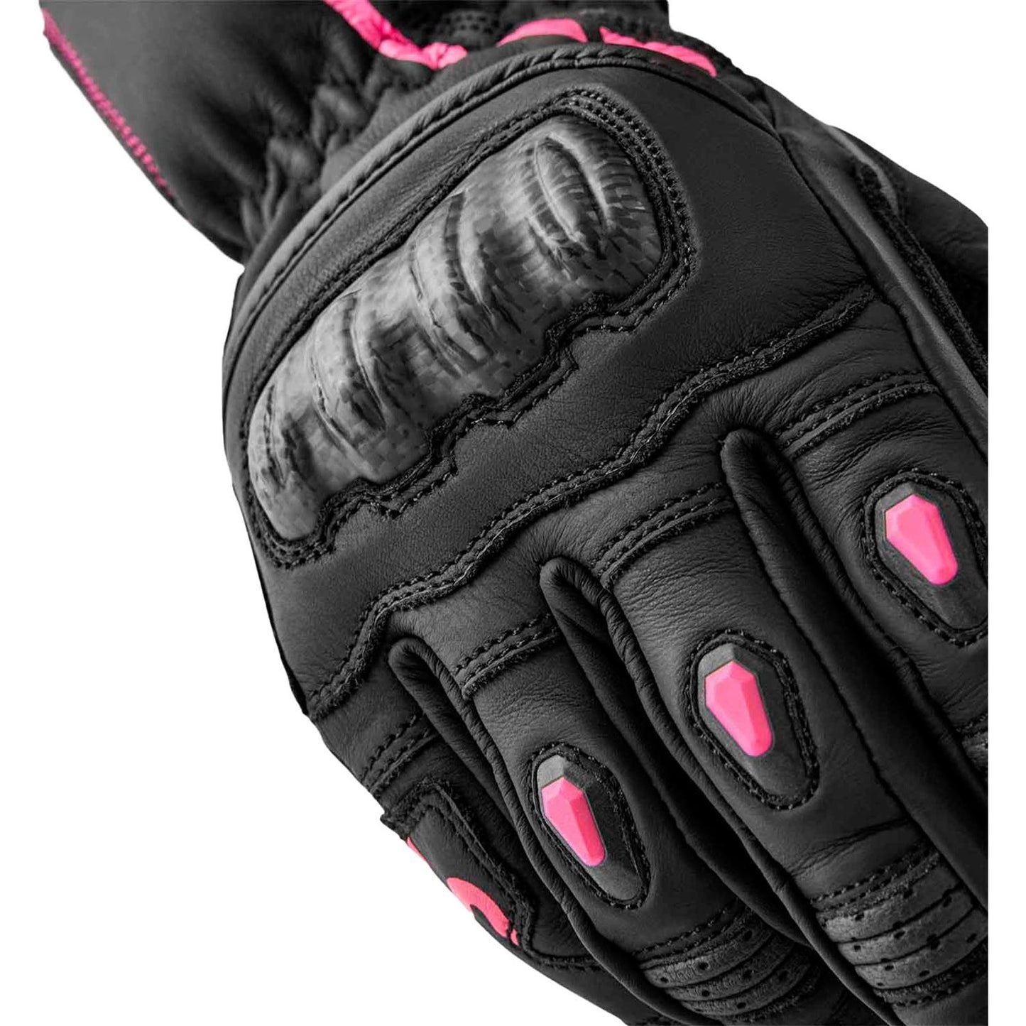 RST Moto S1 D3O Ladies Leather Gloves - Black/Pink_1837903