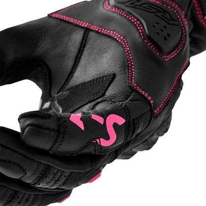 RST Moto S1 D3O Ladies Leather Gloves - Black/Pink_1837951