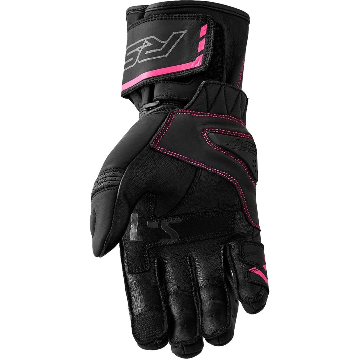 RST Moto S1 D3O Ladies Leather Gloves - Black/Pink_1838435