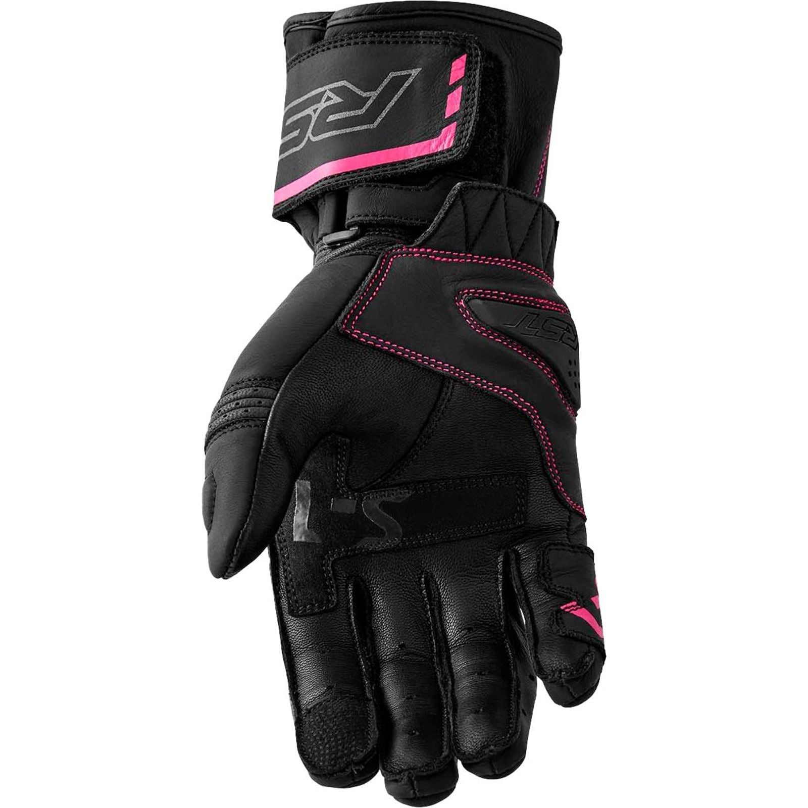 RST Moto S1 D3O Ladies Leather Gloves - Black/Pink_1838435