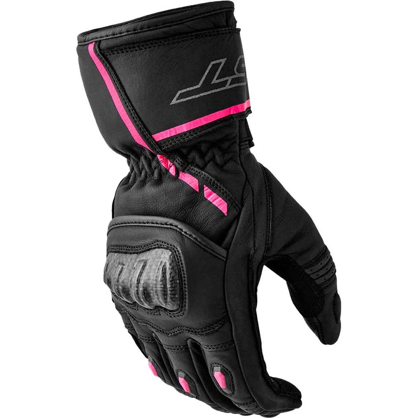 RST Moto S1 D3O Ladies Leather Gloves - Black/Pink_1838918