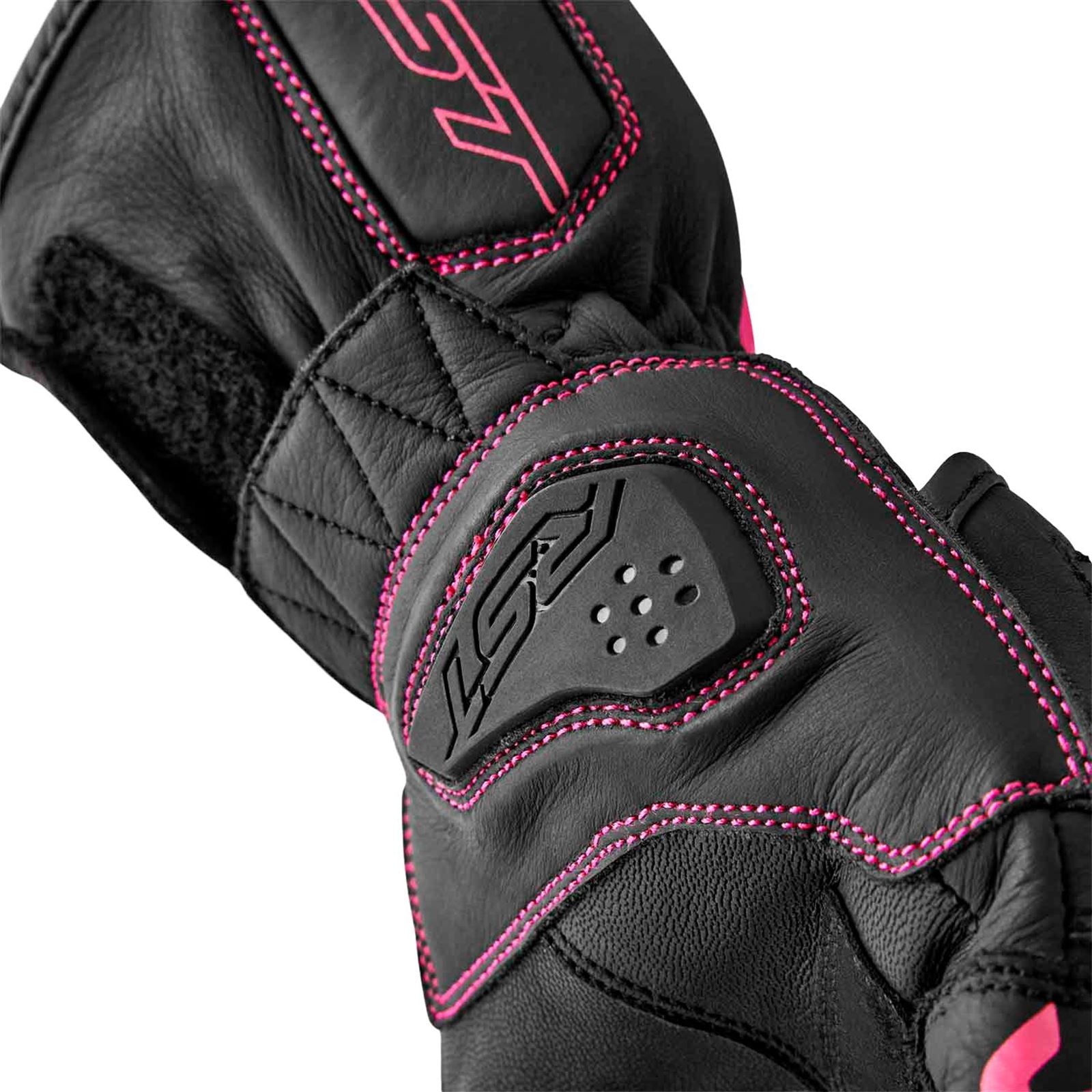 RST Moto S1 D3O Ladies Leather Gloves - Black/Pink_1838950