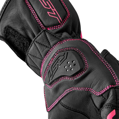 RST Moto S1 D3O Ladies Leather Gloves - Black/Pink_1838950