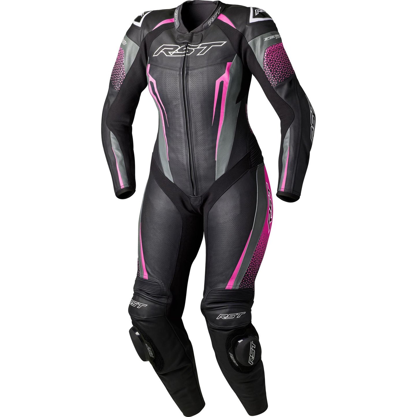 RST Moto Tractech EVO D3O Ladies Moto Leather Suit - Black/Pink_1838451