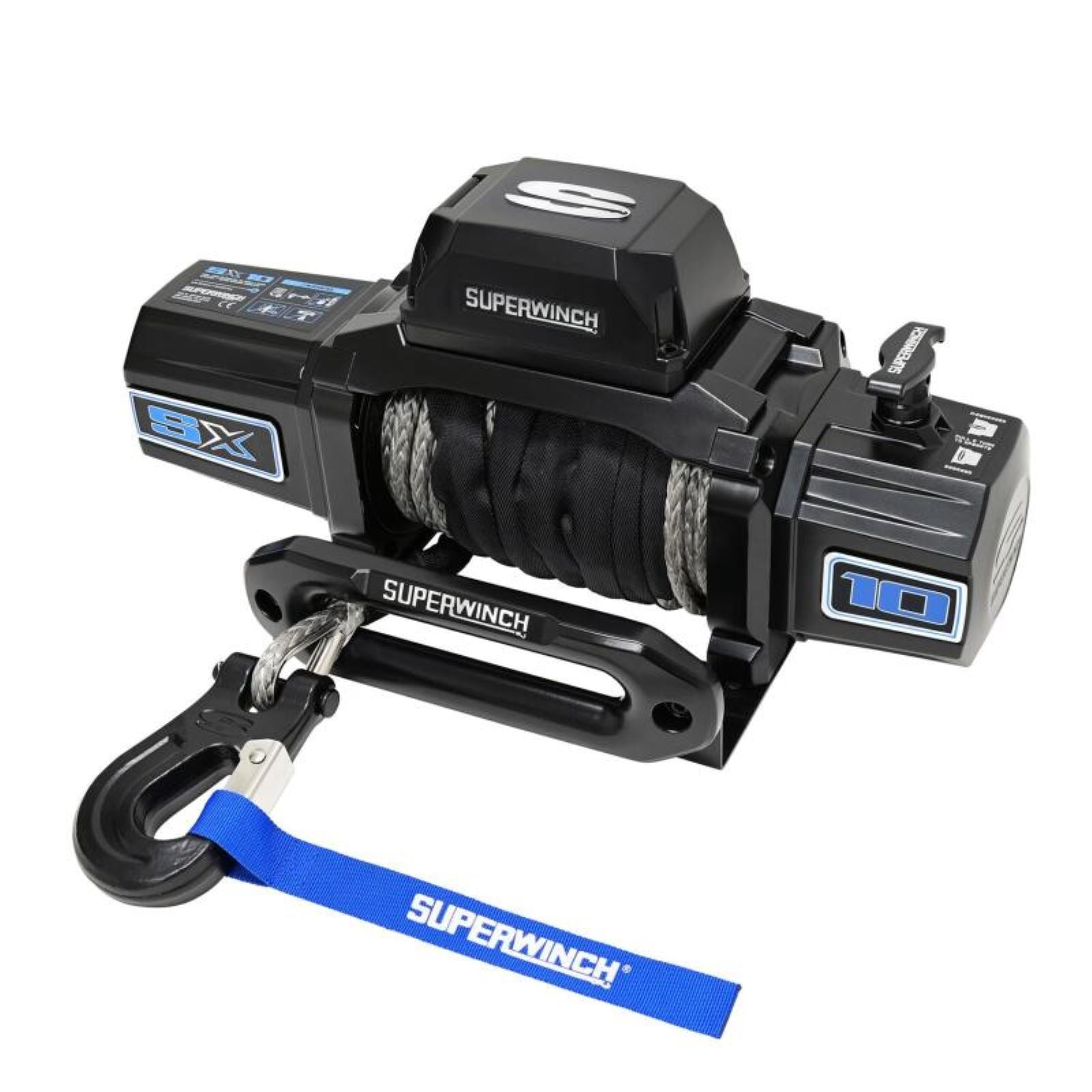 Super Winch 10000 lbs. 12V DC 3/8" x 80' Synthetic Rope SX10SR Winch - Black [MPN: suw1710204]_1851060