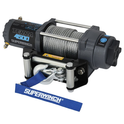 Super Winch 4500 LBS 12V DC 15/64" x 50' Steel Rope Terra 4500 Winch - Gray Wrinkle [MPN: suw1145260]_1856860