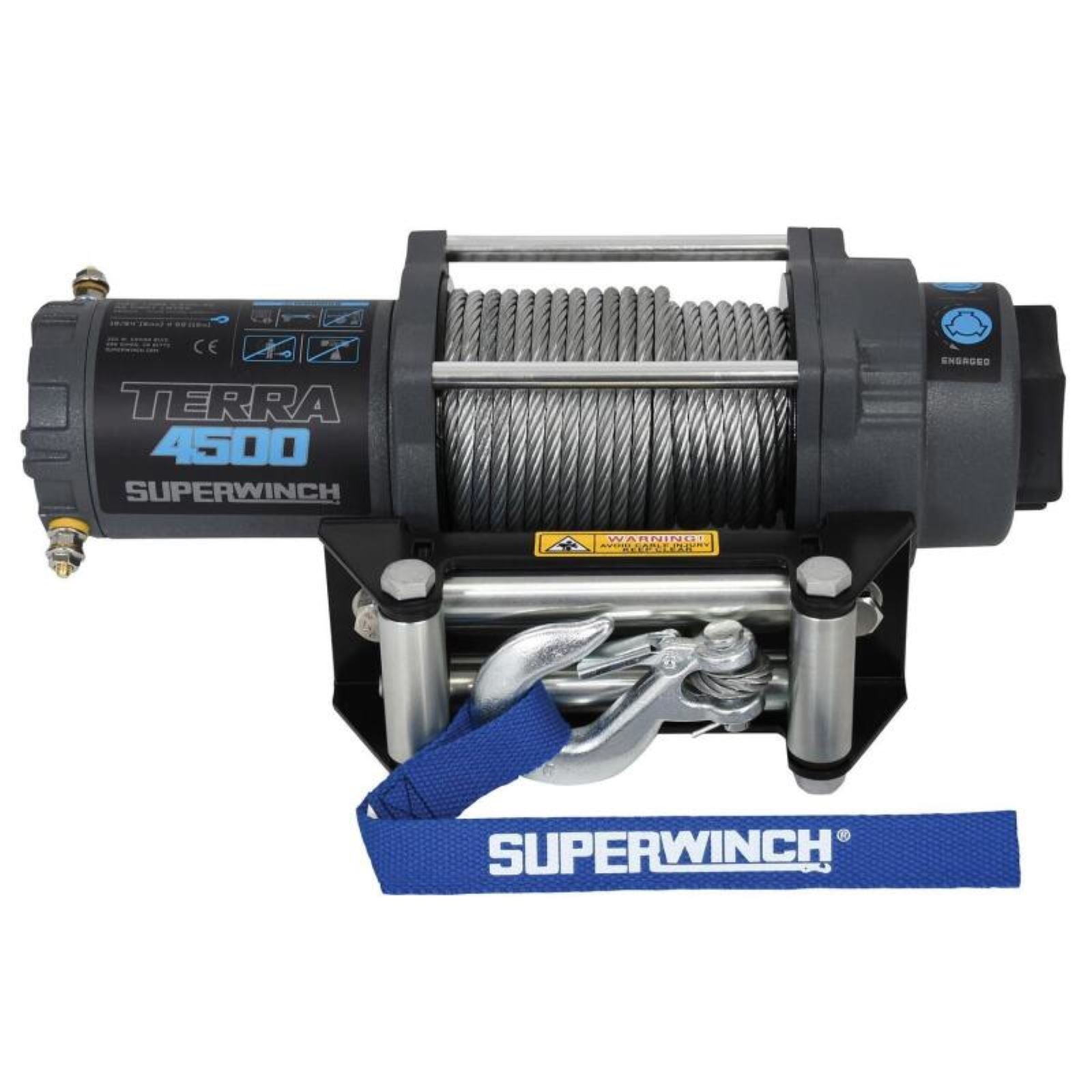 Super Winch 4500 LBS 12V DC 15/64" x 50' Steel Rope Terra 4500 Winch - Gray Wrinkle [MPN: suw1145260]_1856861