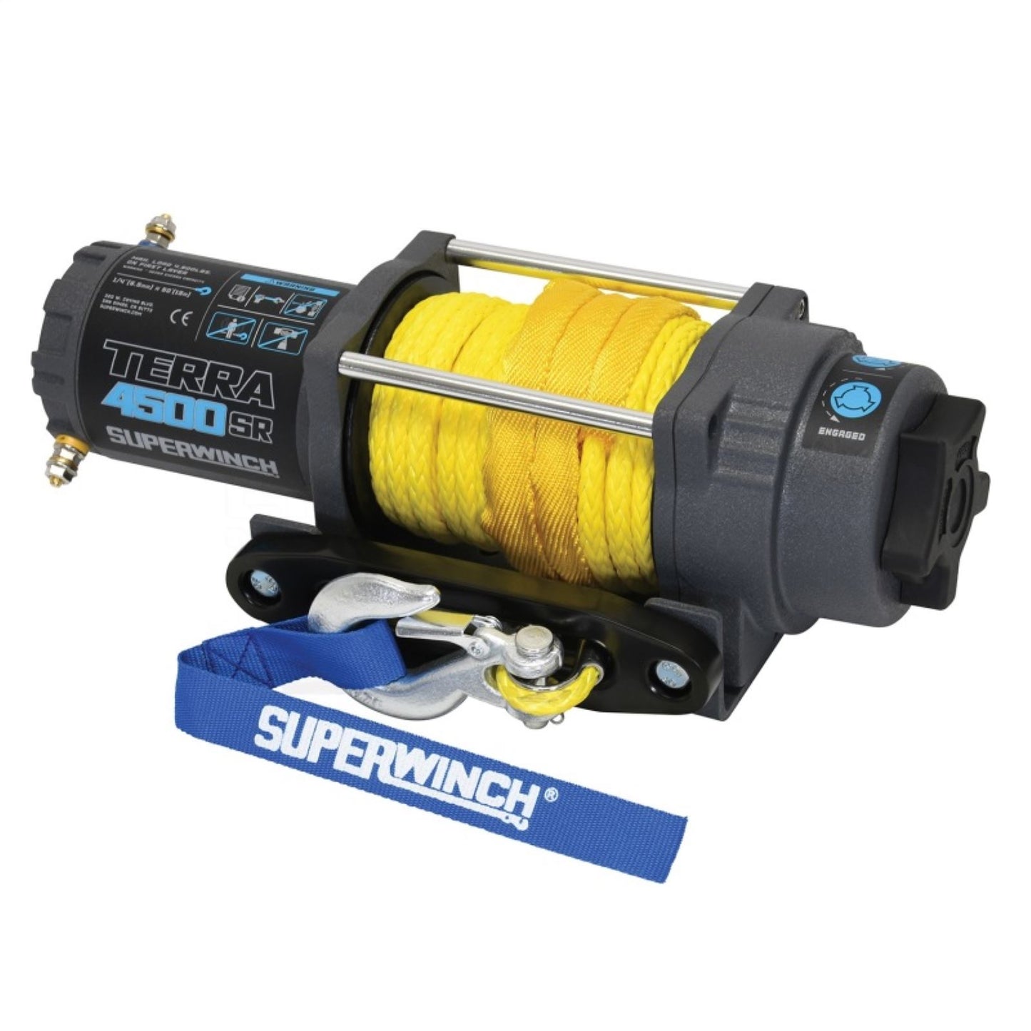 Super Winch 4500 LBS 12V DC 1/4"x50' Synthetic Rope Terra 4500SR Winch Gray Wrinkle [MPN: suw1145270]_1857048