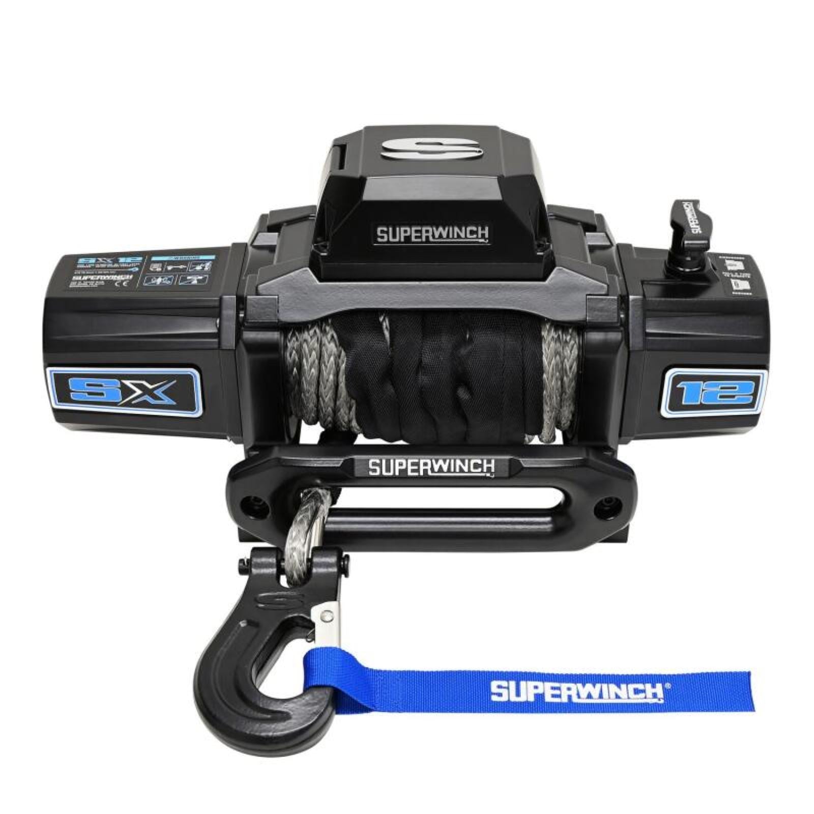 Super Winch 12000 lbs. 12V DC 3/8" x 80' Synthetic Rope SX12SR Winch - Black [MPN: suw1712204]_1858622