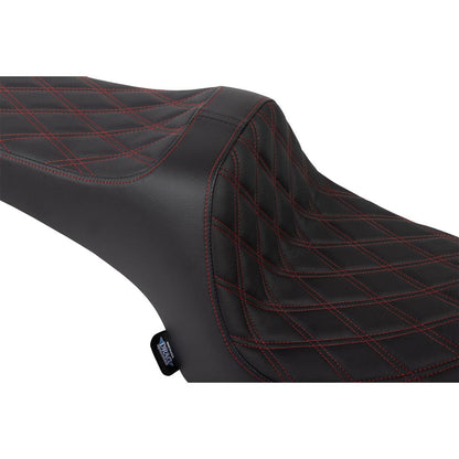 Drag Specialties Predator III Seat - Vinyl - Diamond - Red Stitch - Challenger '20-'25 [MPN: 0810-2462]_1872817