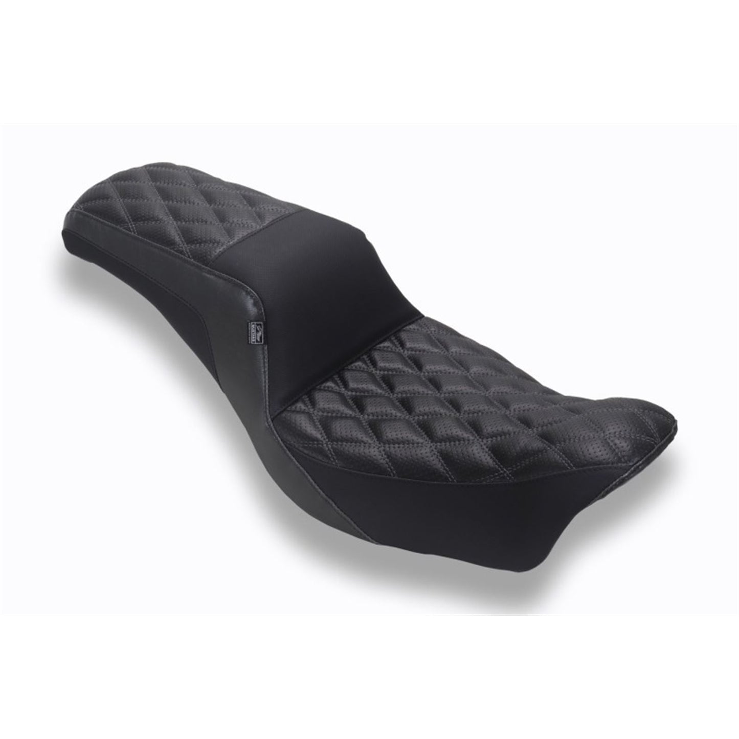 Mustang Motorcycle Products HD Dble Diamond Squareback One-Piece, 2 Up Dyna Black w/Gunmetal Thread [MPN: mmp78810GM]_1869757