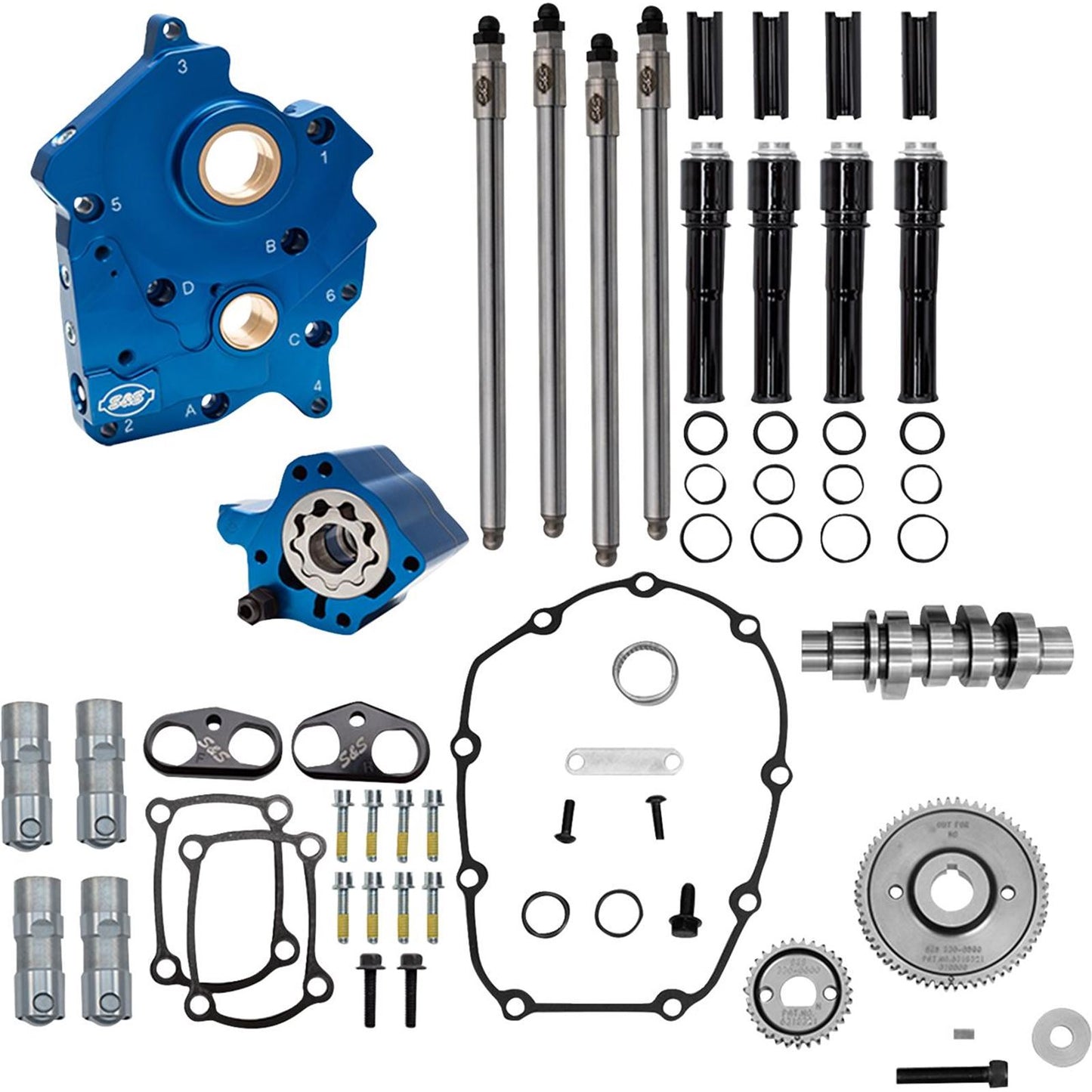 S&S Cycle Cam Chest Kit - 496 Gear Drive Cam - Oil Cooled - Black Pushtubes - M8 [MPN: 0925-1636]_1873083