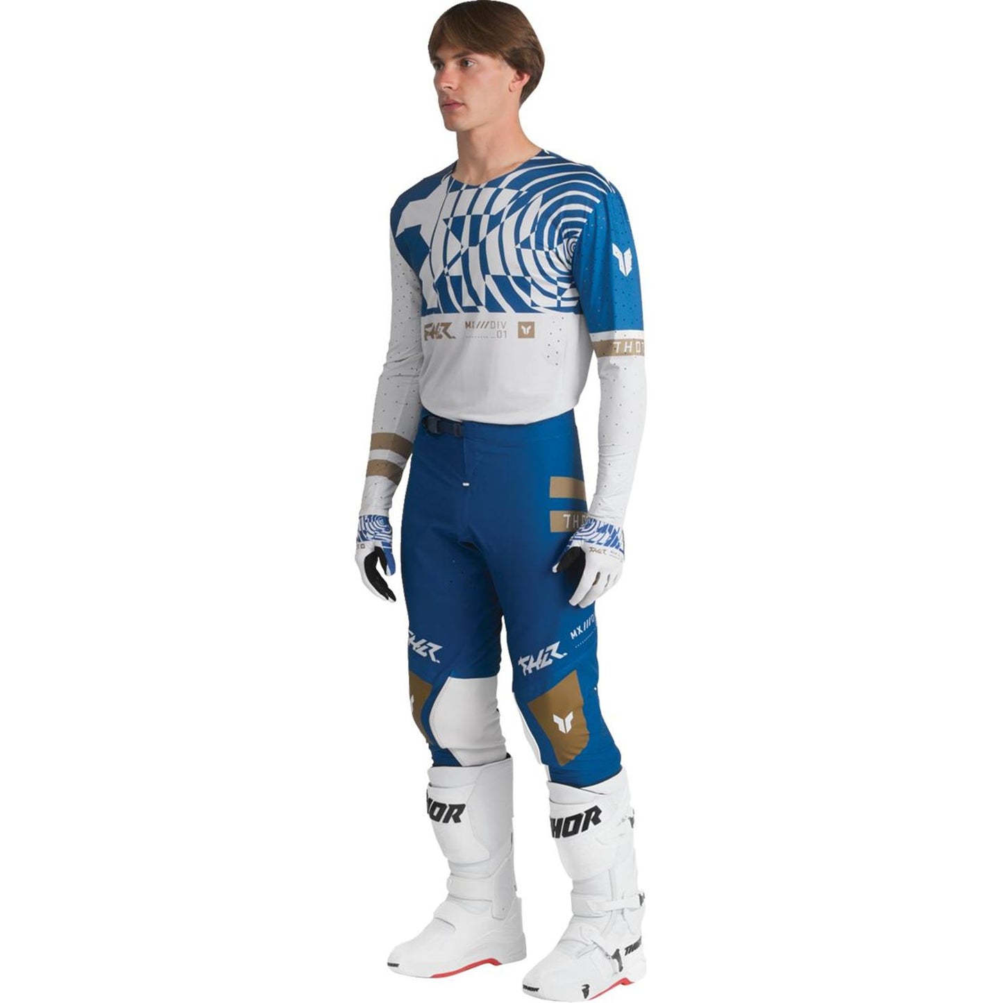 Thor Sportmode Mind Control Gloves - Light Gray/Blue_2348479