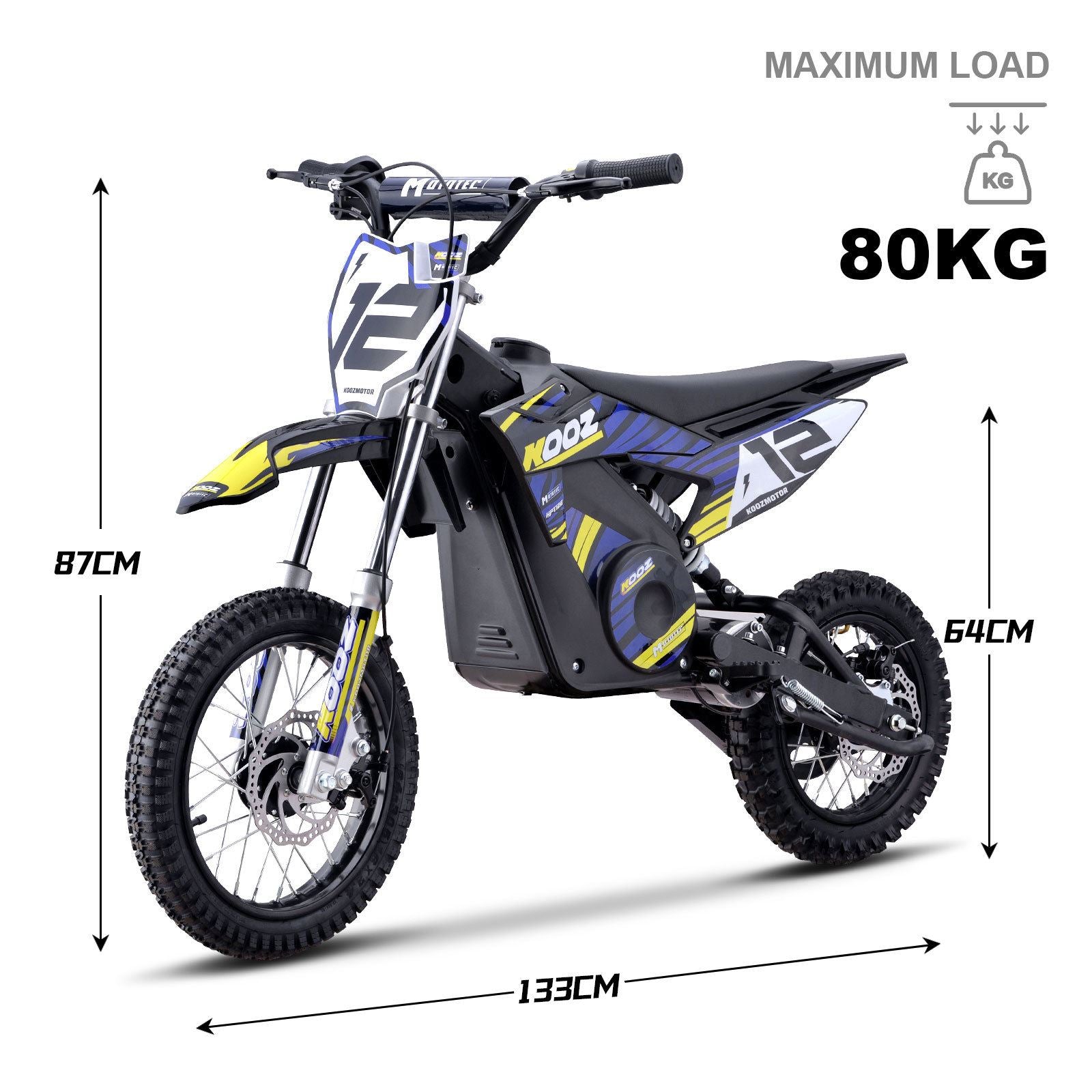 MotoTec USA 36v 1000w (HP112E-Pro) Electric Dirt Bike - Blue [MPN: Dirt-Bike-36v-1000w-HP112E-PRO_Blue]_1877910