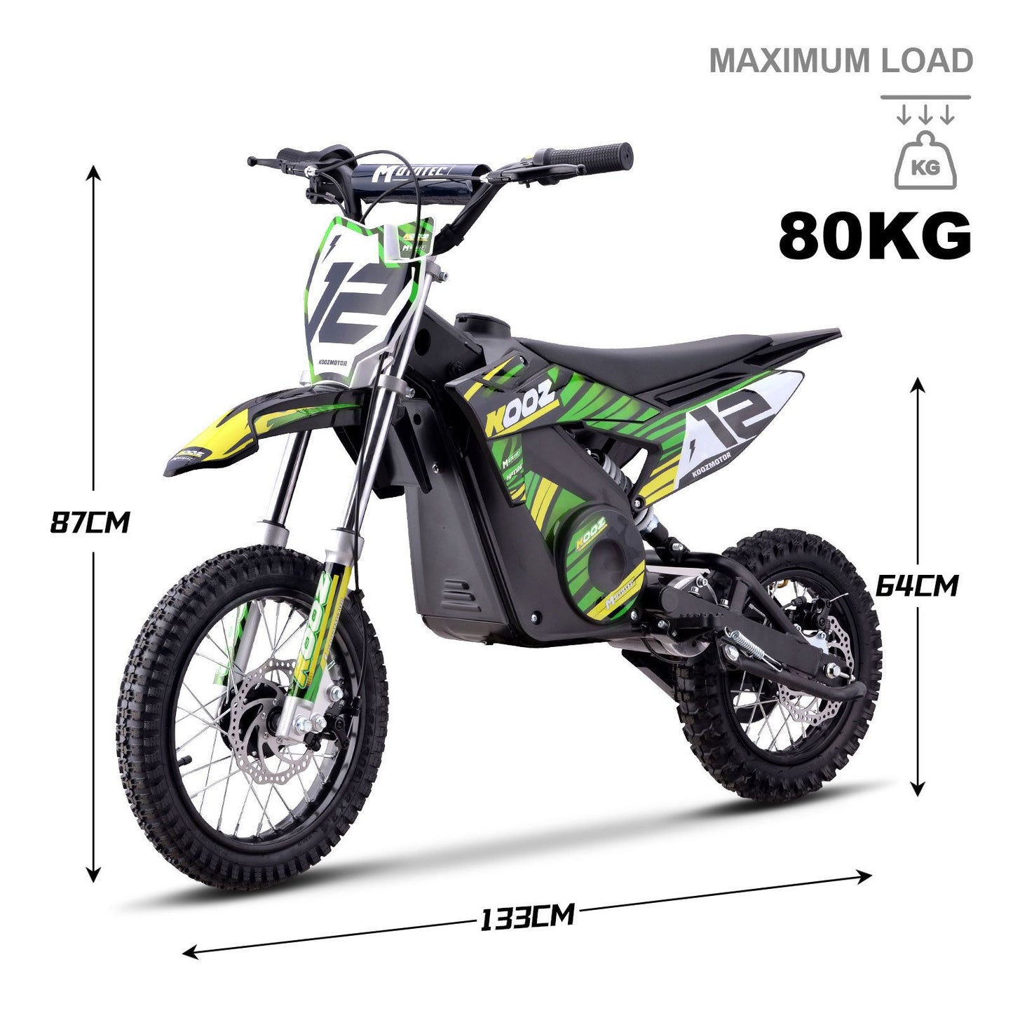 MotoTec USA 36v 1000w (HP112E-PRO) Electric Dirt Bike - Green [MPN: Dirt-Bike-36v-1000w-HP112E-PRO_Green]_1877917