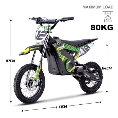 MotoTec USA 36v 1000w (HP112E-PRO) Electric Dirt Bike - Green [MPN: Dirt-Bike-36v-1000w-HP112E-PRO_Green]_1877917