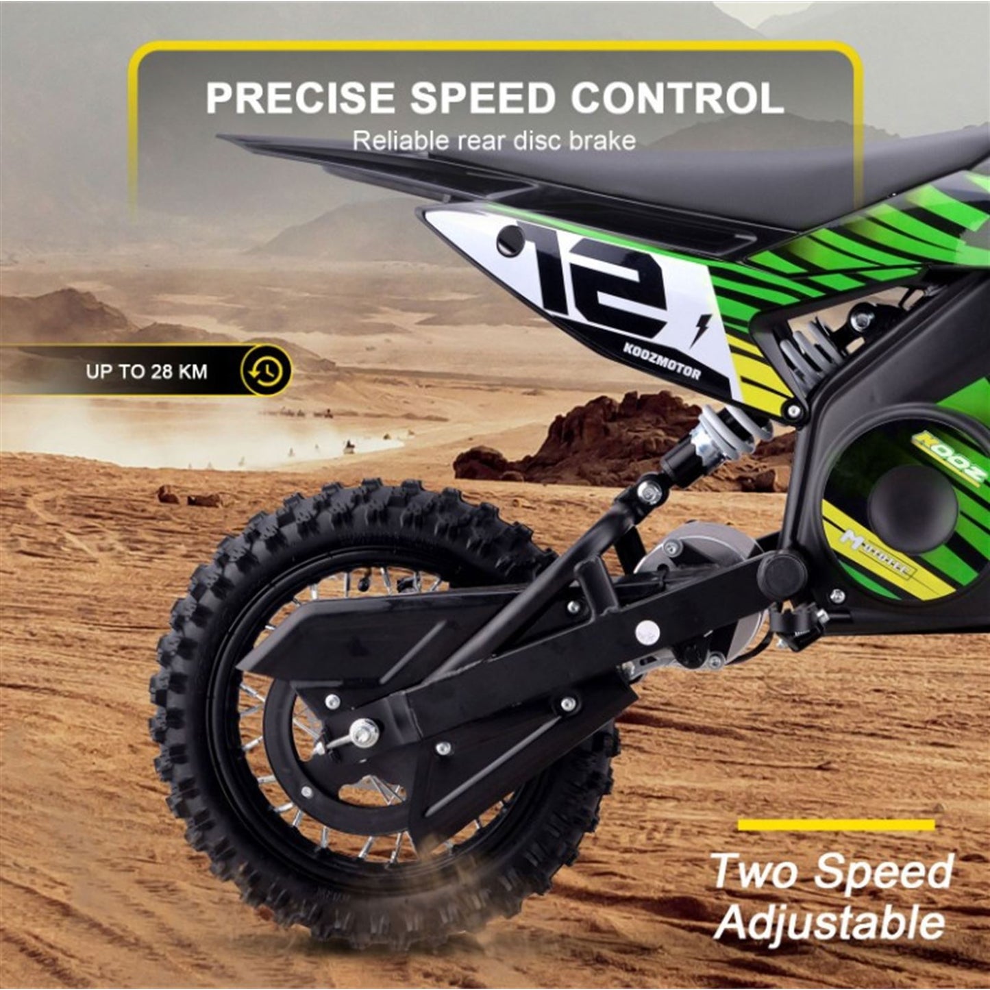 MotoTec USA 36v 1000w (HP112E-PRO) Electric Dirt Bike - Green [MPN: Dirt-Bike-36v-1000w-HP112E-PRO_Green]_1877920
