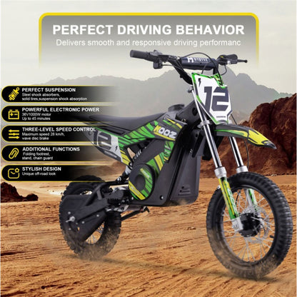 MotoTec USA 36v 1000w (HP112E-PRO) Electric Dirt Bike - Green [MPN: Dirt-Bike-36v-1000w-HP112E-PRO_Green]_1877922