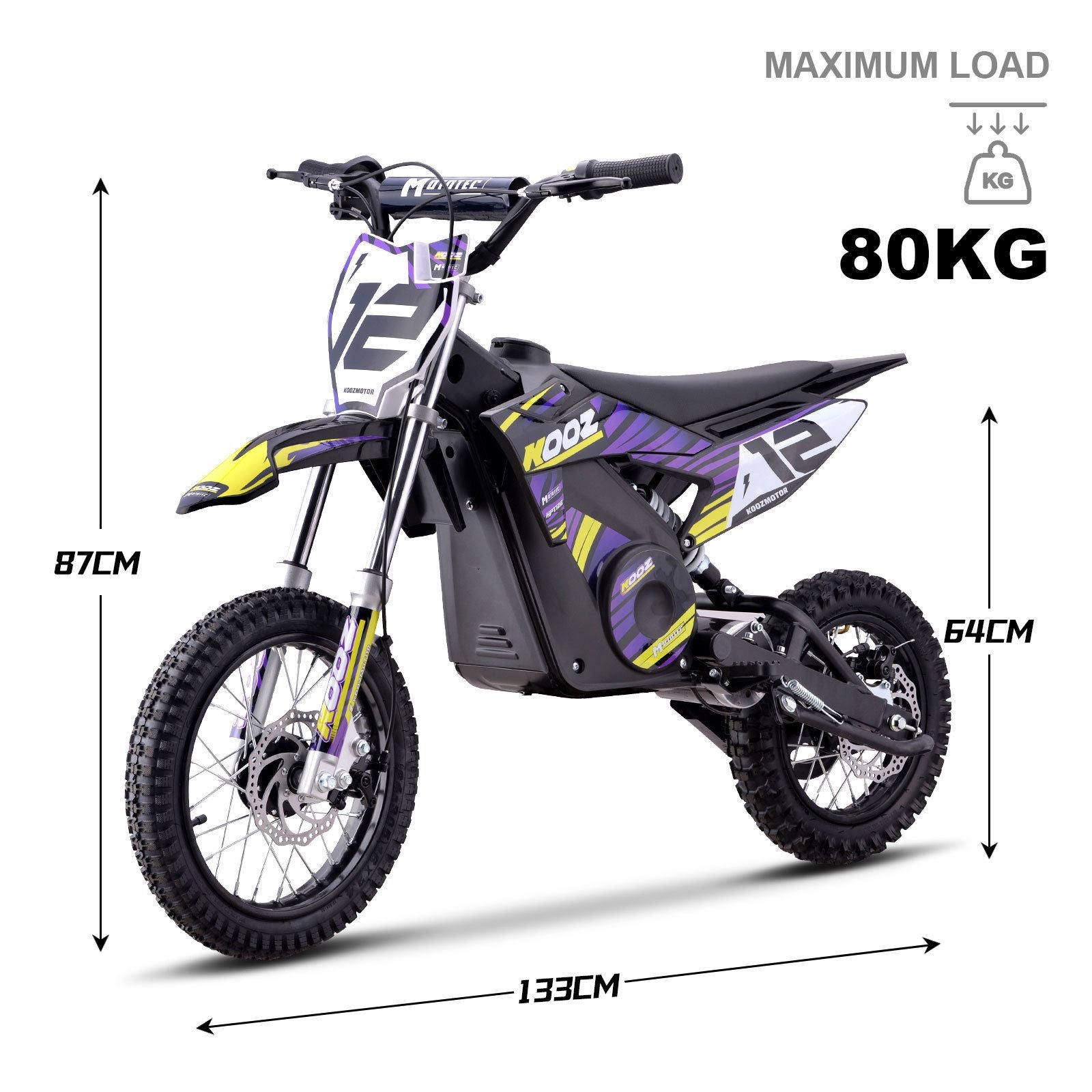MotoTec USA 36v 1000w (HP112E-PRO) Electric Dirt Bike - Purple [MPN: Dirt-Bike-36v-1000w-HP112E-PRO_Purple]_1877929