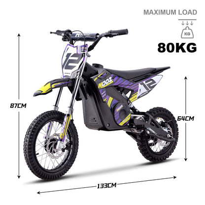 MotoTec USA 36v 1000w (HP112E-PRO) Electric Dirt Bike - Purple [MPN: Dirt-Bike-36v-1000w-HP112E-PRO_Purple]_1877929
