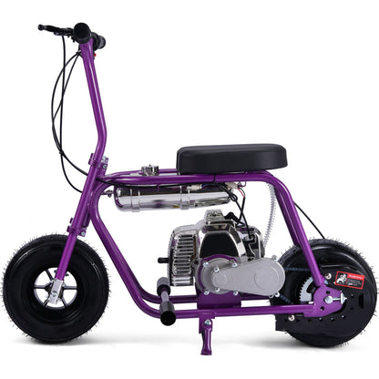 MotoTec USA Wild Rover 49cc 2-Stroke Kids Gas Mini Bike - Purple [MPN: MT-Wild-Rover-49cc-Mini-Bike_Purple]_1893252