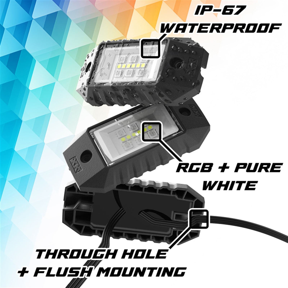 XKGlow RGBW 12/Piece Addressable LED Rock Light Kit [MPN: mx-rock-pro]_2146911
