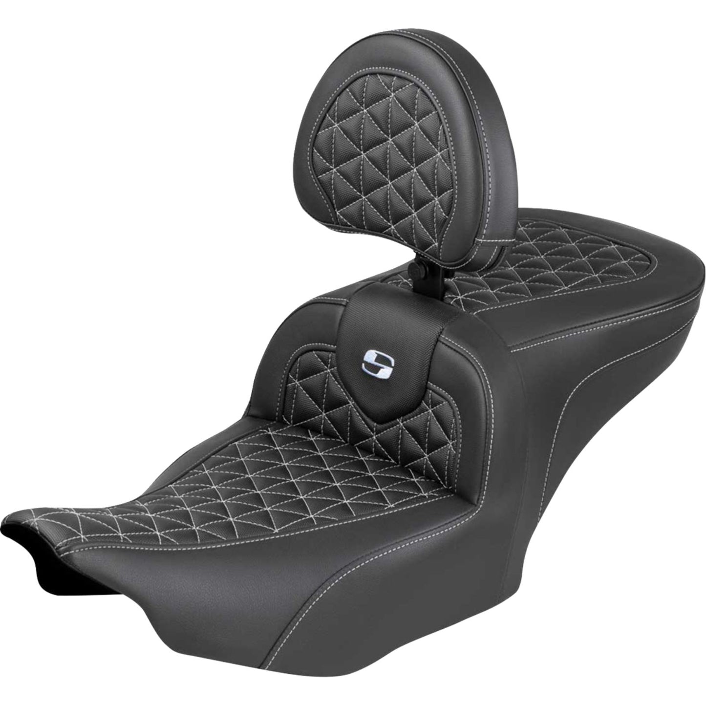 Saddlemen Roadsofa™ Seat - with Backrest - Silver Stitch for FLH/FLT '23-'25 [MPN: 823-07-210B5]_1942971