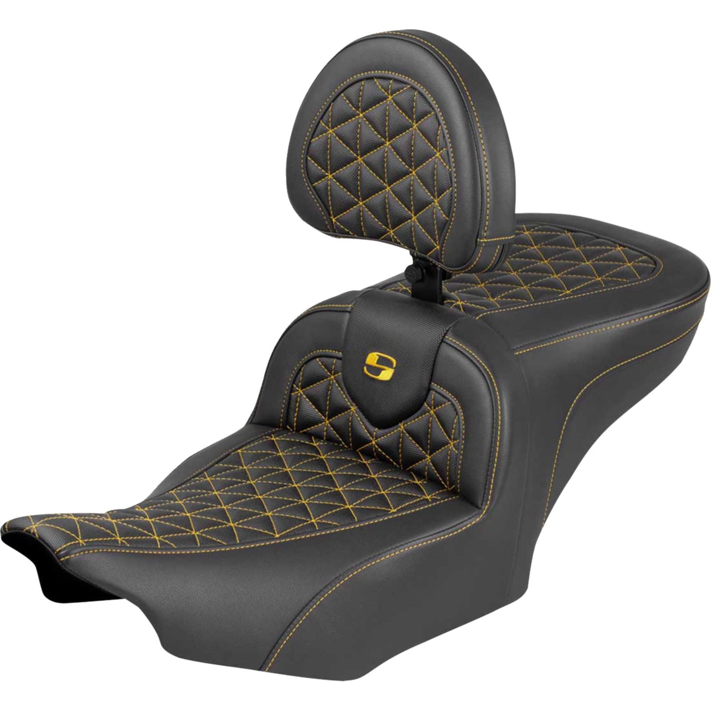 Saddlemen Roadsofa™ Seat - with Backrest - Gold Stitch for FLH/FLT '23-'25 [MPN: 823-07-210B7]_1945182