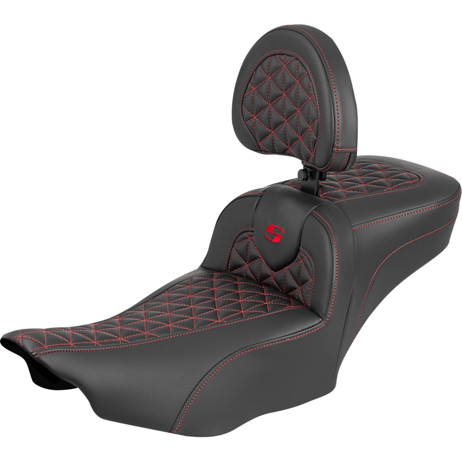 Saddlemen Roadsofa™ Seat - with Backrest - Red Stitch for FLH/FLT '23-'25 [MPN: 823-07-211B4]_1943287