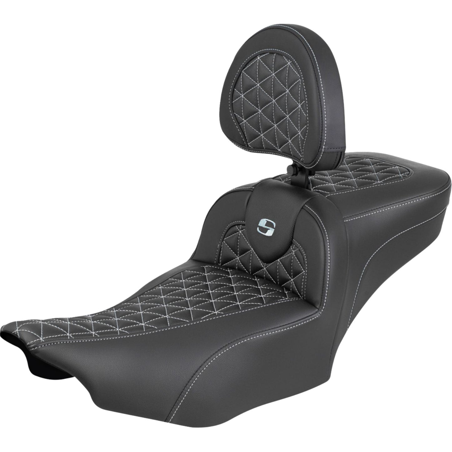 Saddlemen Roadsofa™ Seat - with Backrest - Silver Stitch for FLH/FLT '23-'25 [MPN: 823-07-211B5]_1944218