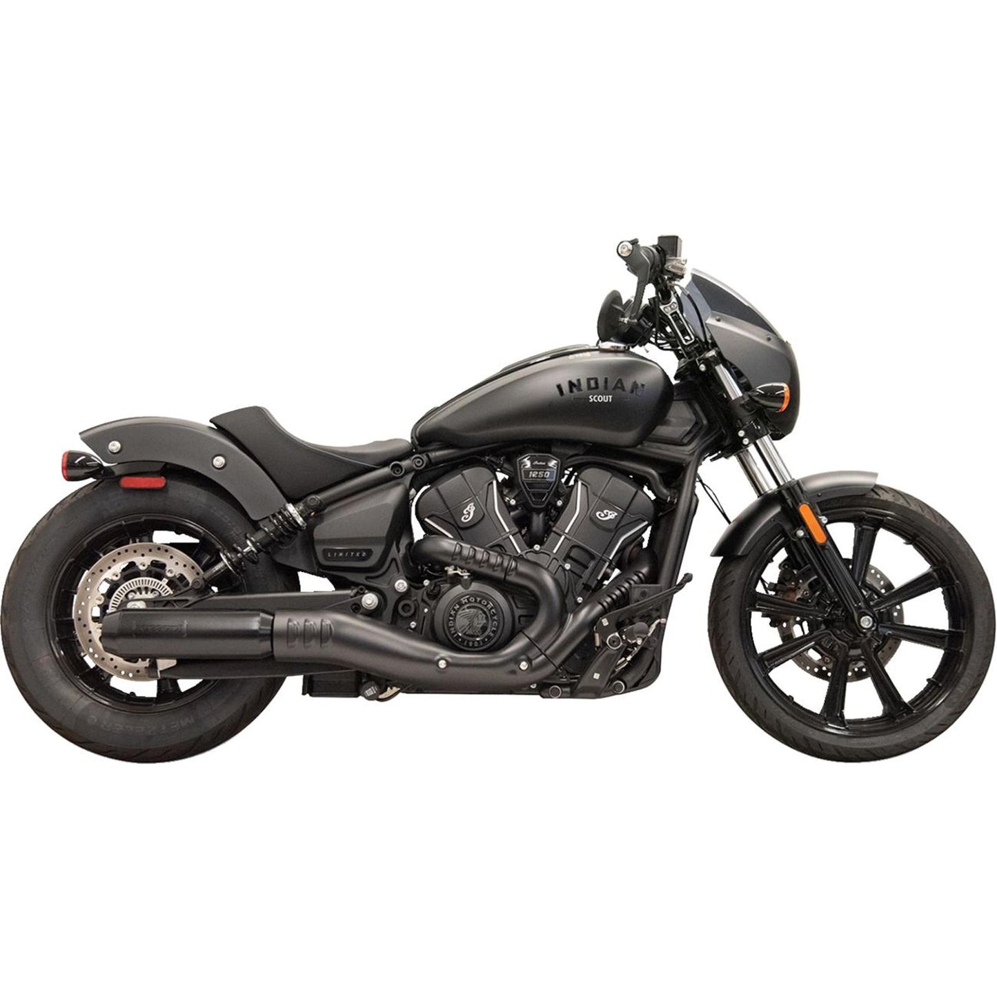 Bassani Manufacturing 4" Slip-On Muffler with Billet End Cap - Black for Scout [MPN: 8S37B]_1947975