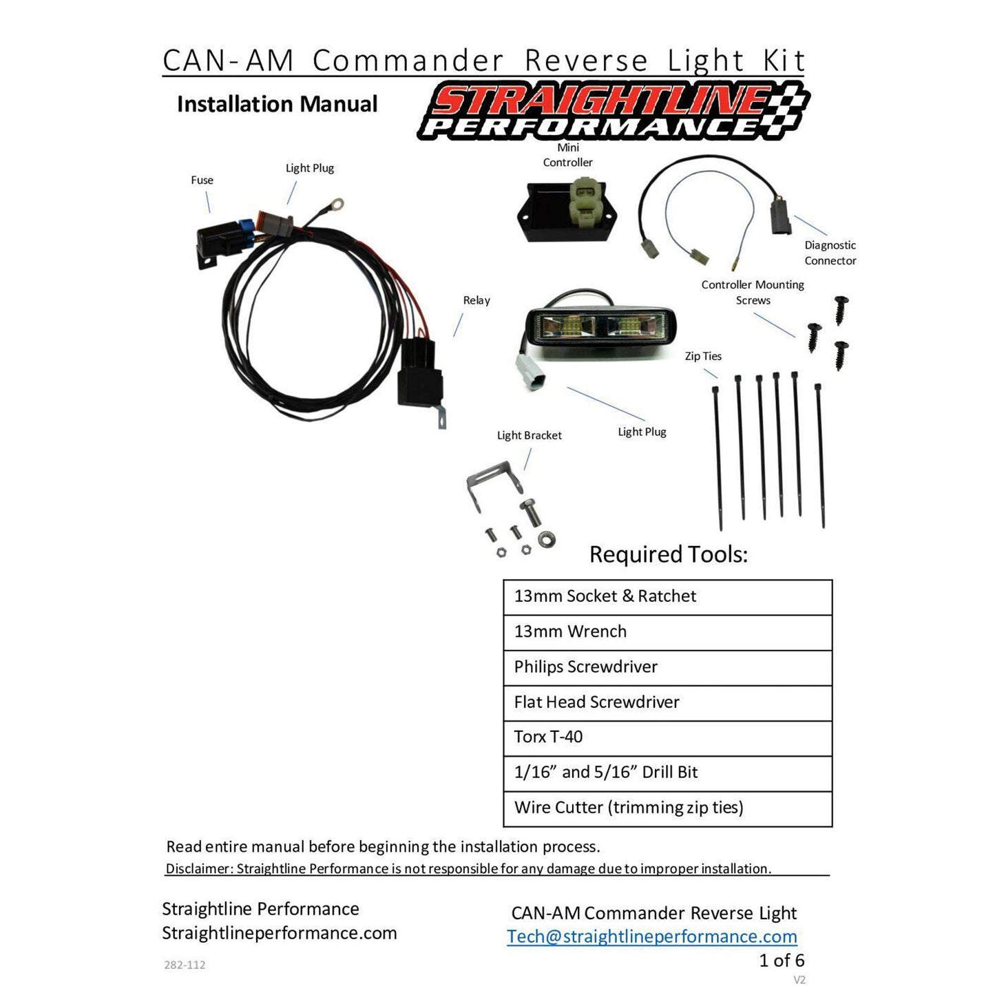 Straightline Performance Smart Wire Reverse Light Kit - Single Light fits Can-Am [MPN: 282-112]_1948030