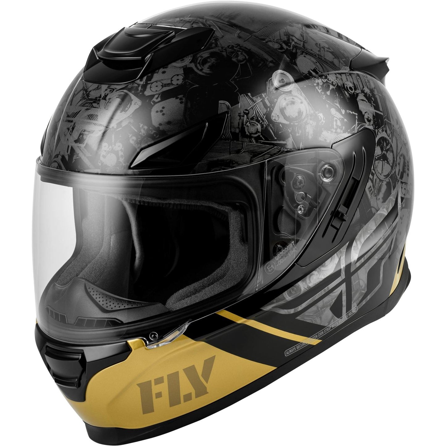 FLY Racing Sentinel Mech Helmet - Black/Grey/Gold_2099002