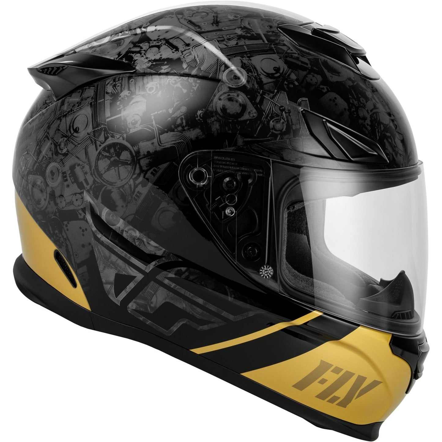FLY Racing Sentinel Mech Helmet - Black/Grey/Gold_2099080