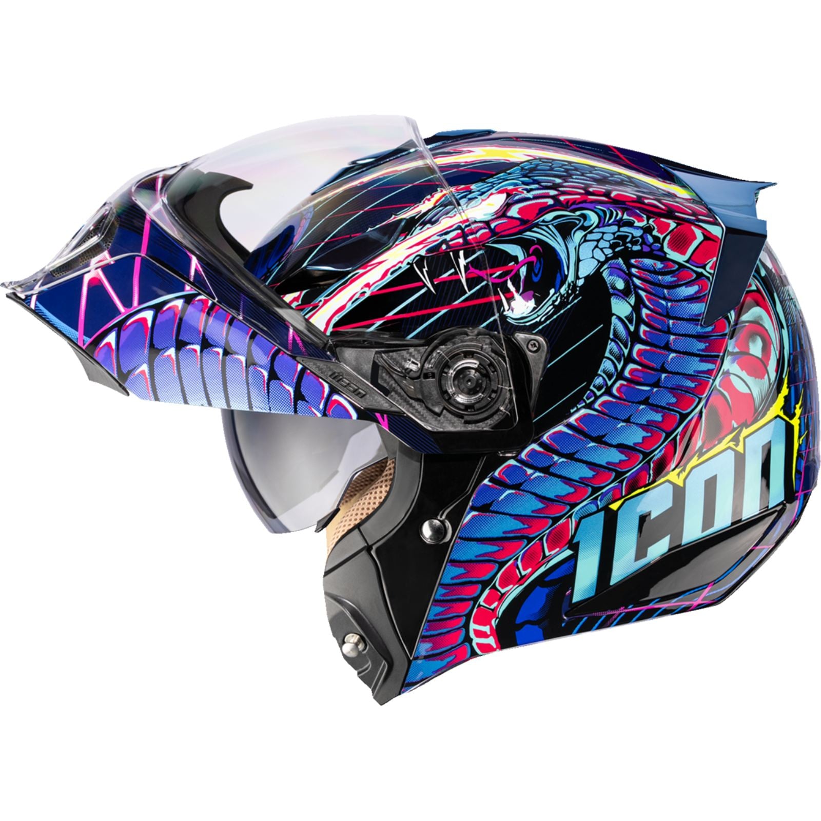 ICON Threshold™ Modular Helmet - Synthwave Lazer Cobra - Blue_1990236