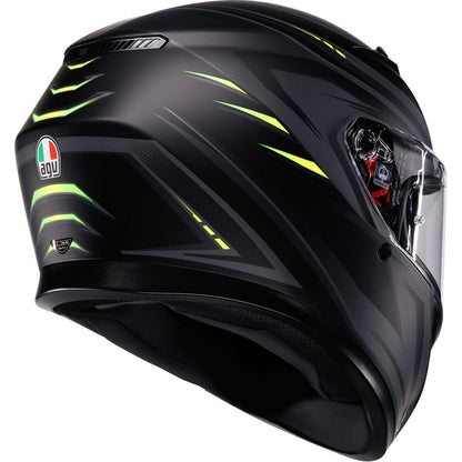 AGV Helmets K3 Helmet - Syth - Matte Black/Yellow Fluo - 2XL [MPN: 2118381004-026-XXL]_2086190