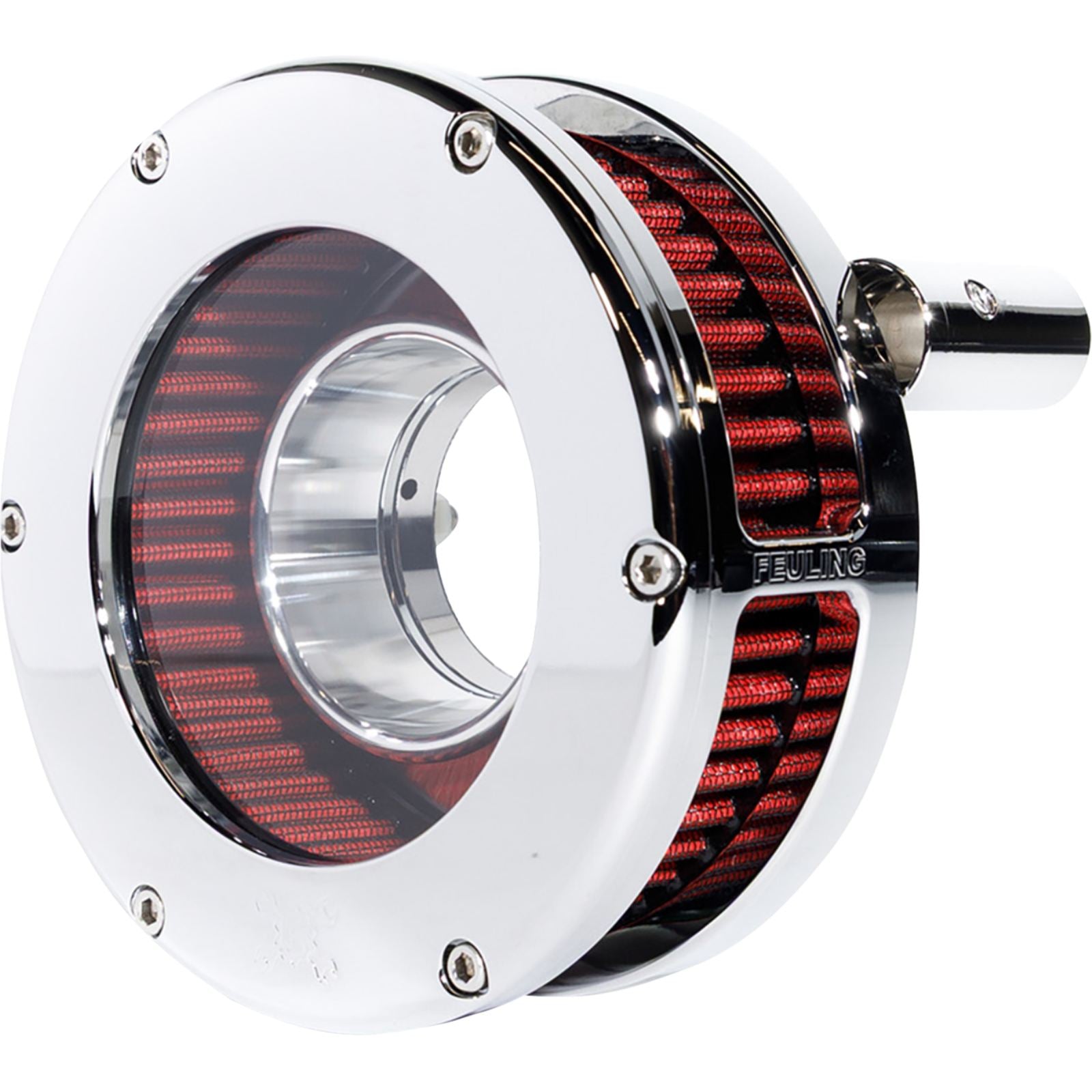 Feuling BA Slim Air Cleaner Kit - Chrome/Clear - Red Filter for '08-'17 Twin Cam [MPN: 5458-S]_1986231