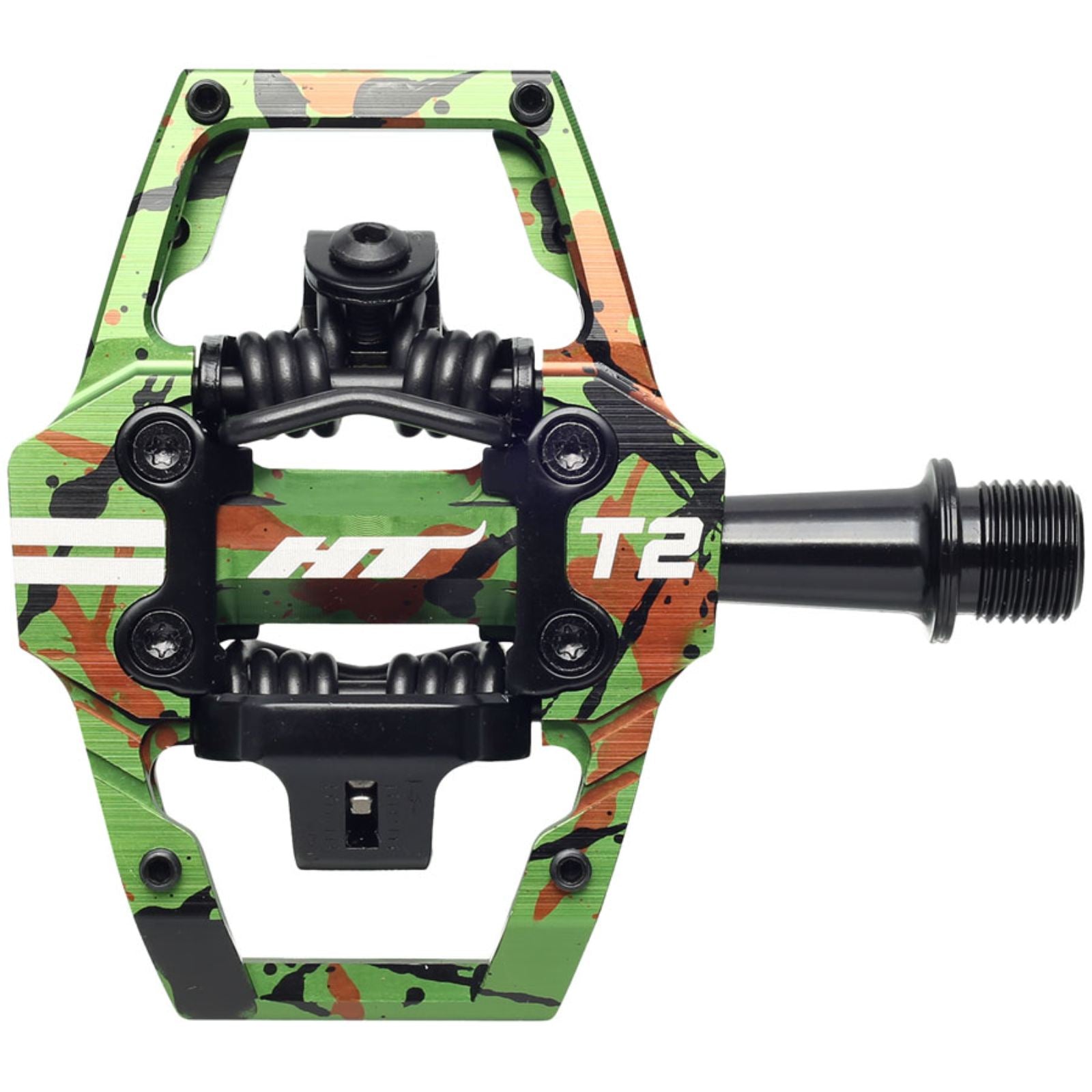 HT Components T2 Pedals - Dual Sided Clipless 9/16", Green Camo [MPN: 102001T2XXXXBS02G1X1]_1990660