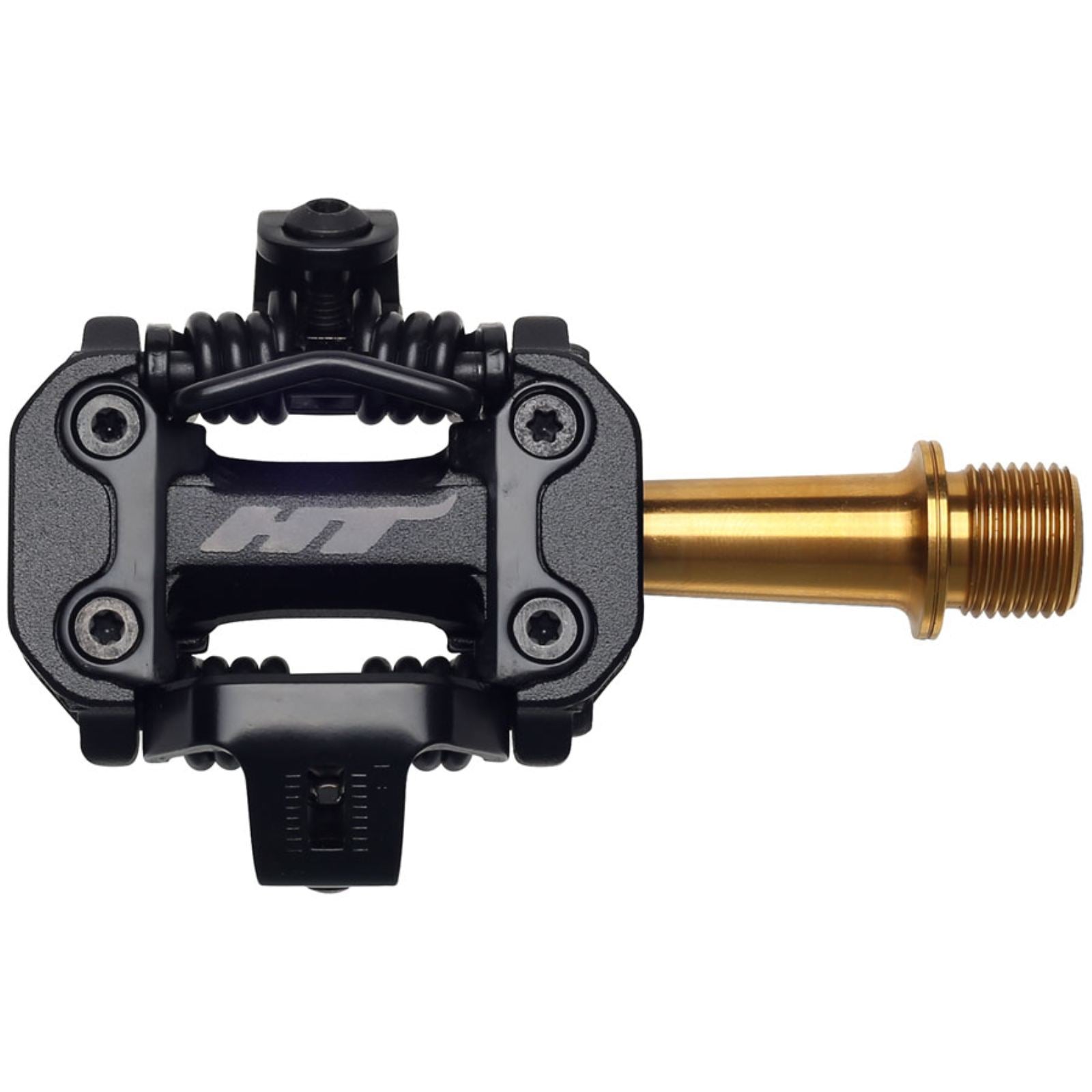 HT Components M2T Pedals Dual Sided Clipless, Aluminum, 9/16", Black/Gold [MPN: 102001M2TXXX1J01B1X1]_1990710