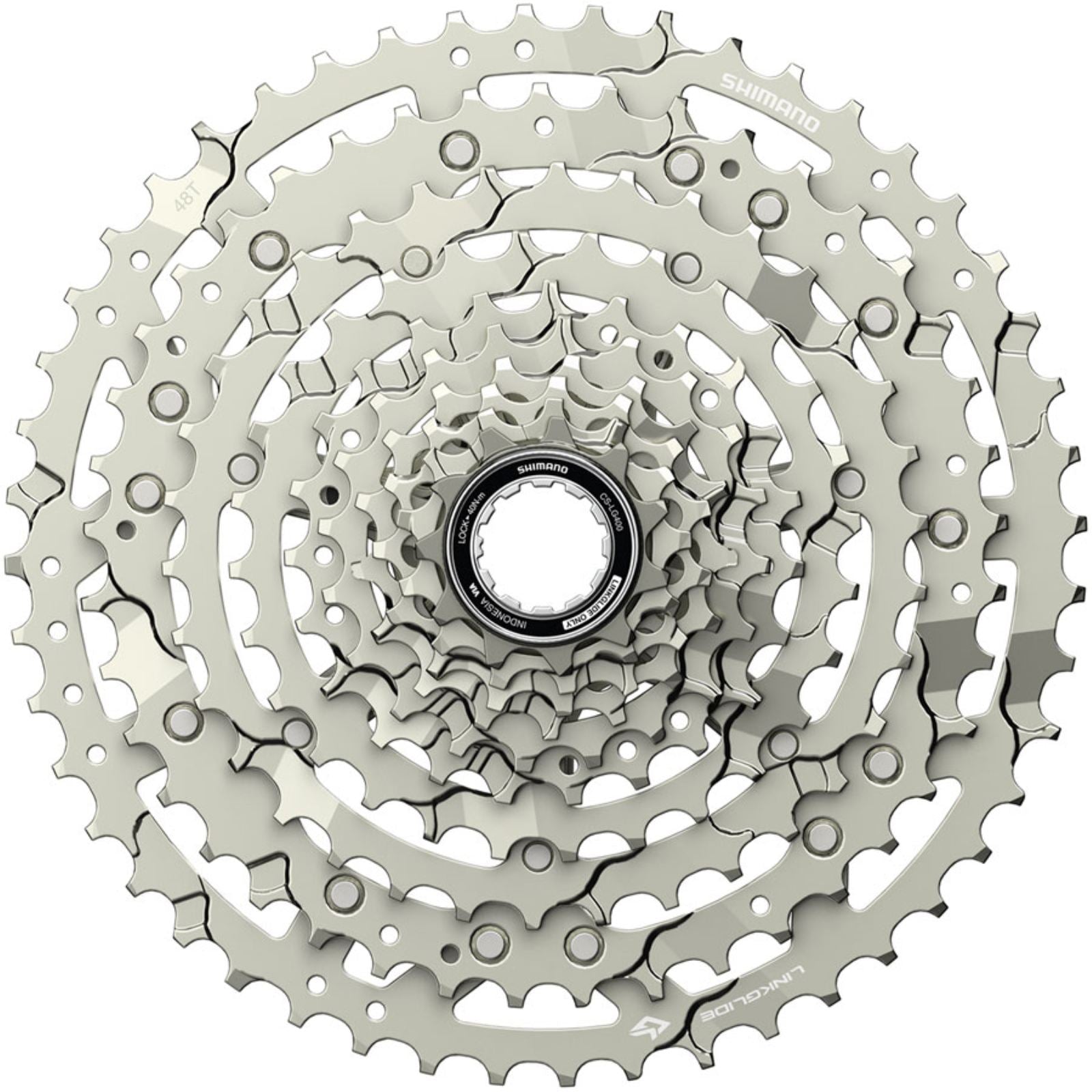 Shimano CUES CS-LG400-10 Cassette - 10-Speed, 11-48t, LINKGLIDE, Silver [MPN: ECSLG40010148S]_1990617