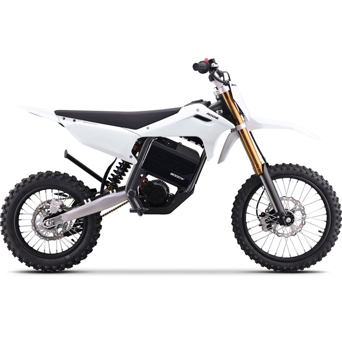 MotoTec USA 72v 8000w Pro Electric Dirt Bike - 17/14 Tires - Lithium - White [MPN: MT-Dirt-Pro-8000-17-14_White]_1995345