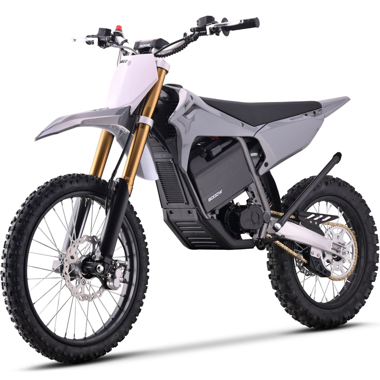 MotoTec USA 72v 8000w Pro Electric Dirt Bike - 19/16 Tires - Lithium - Grey [MPN: MT-Dirt-Pro-8000-19-16_Grey]_1995352