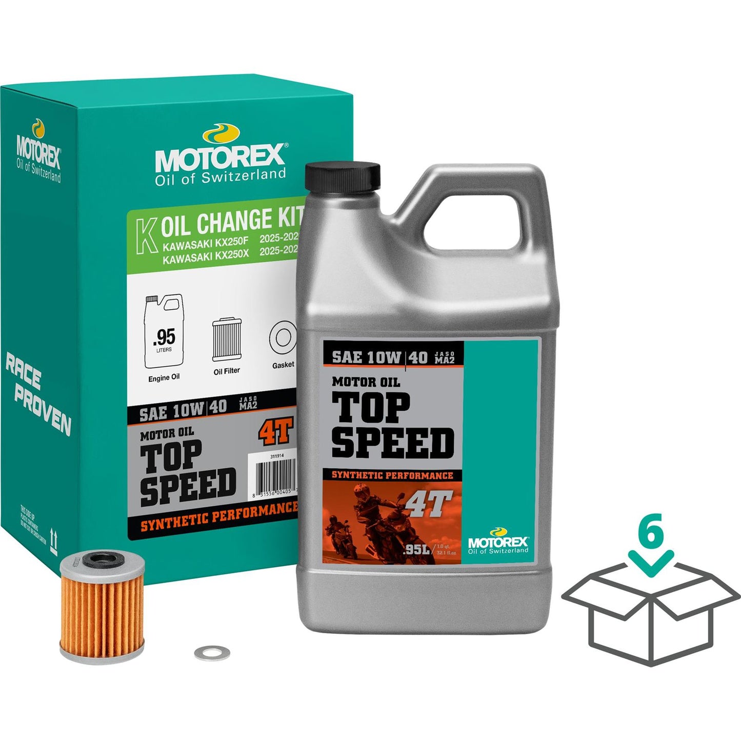 Motorex Top Speed Oil Change Kit 0.95L 10W40 for Kawasaki [MPN: 311914]_2000051