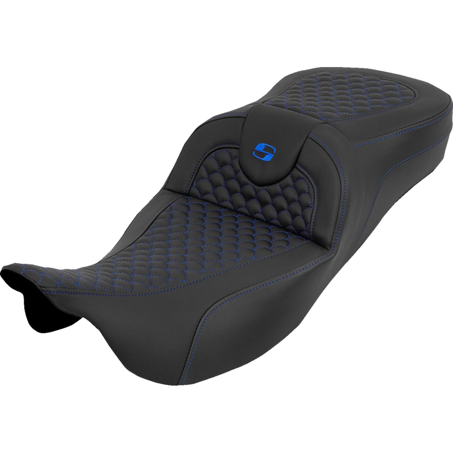 Saddlemen Seat - Dragon Scale w/o Backrest - Blue Stitch for FLH/FLT '08-'25 [MPN: 808-07B-20901]_2051480