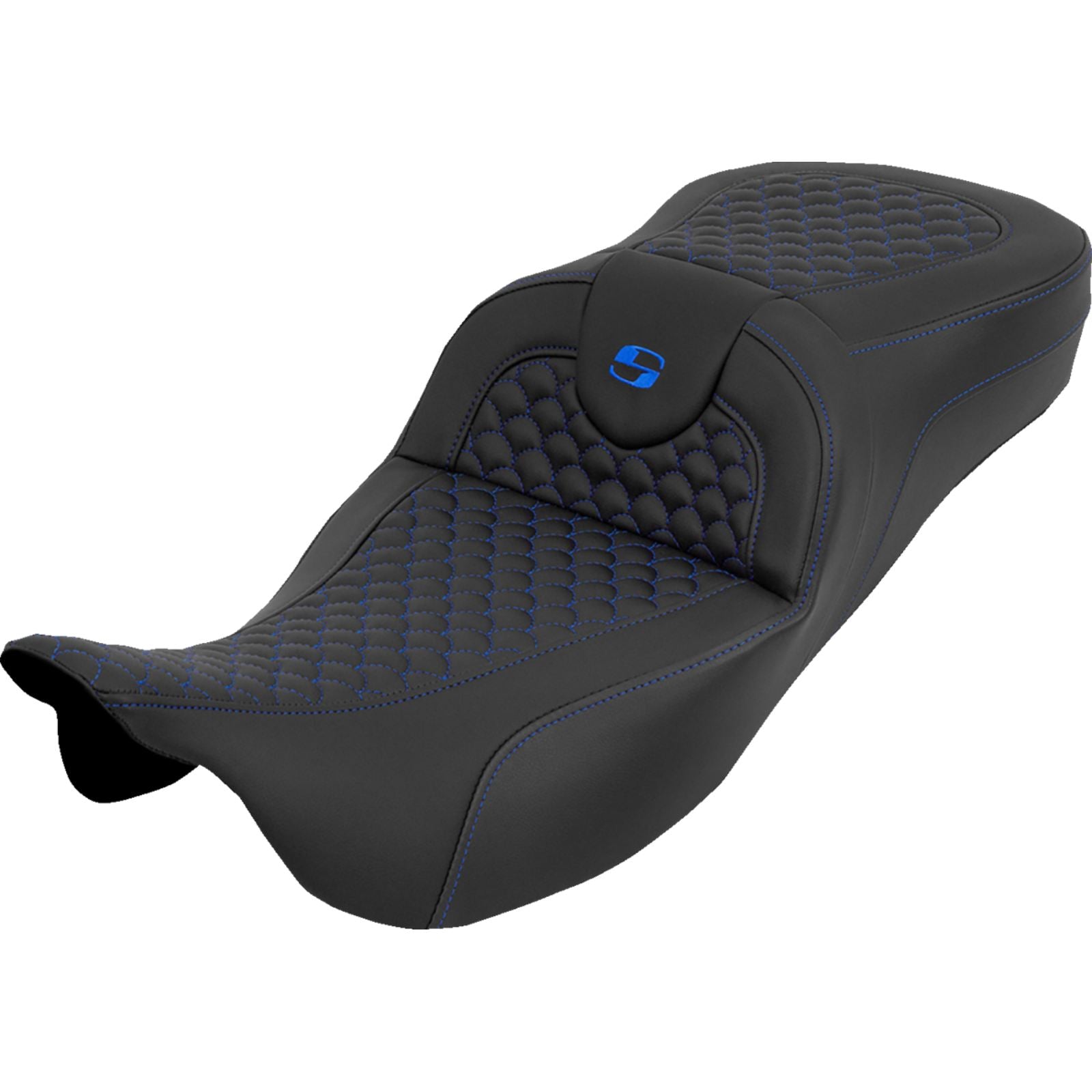 Saddlemen Seat - Dragon Scale w/o Backrest - Blue Stitch for FLH/FLT '08-'25 [MPN: 808-07B-20901]_2051480